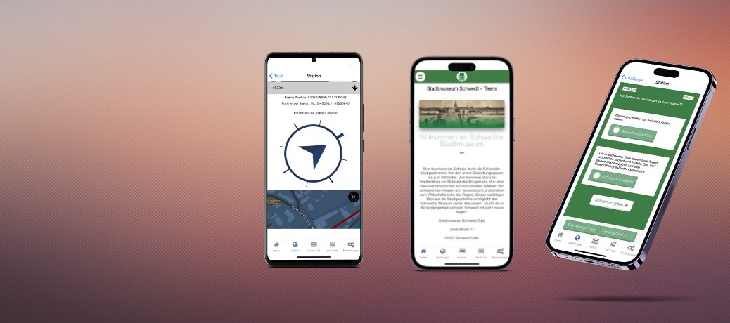GPS-Tour-App mit Kompass-Navigation und Stationen
